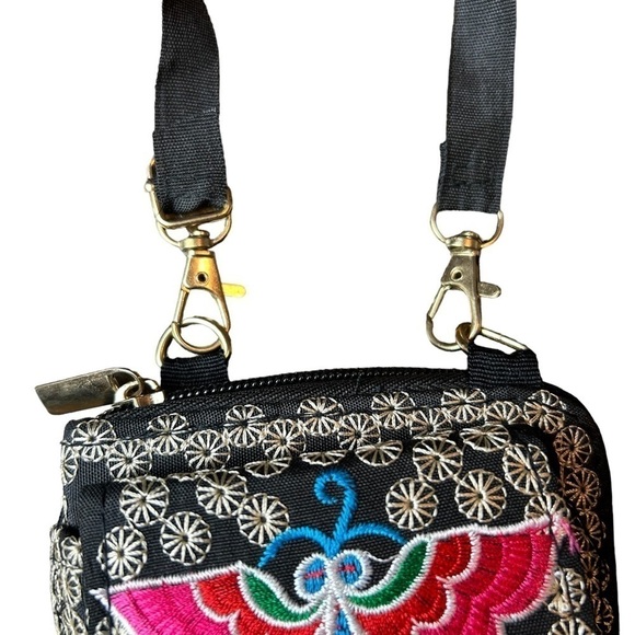 Embroidered Crossbody Wallet w/ Detachable Ribbon Style Strap - Picture 9 of 15